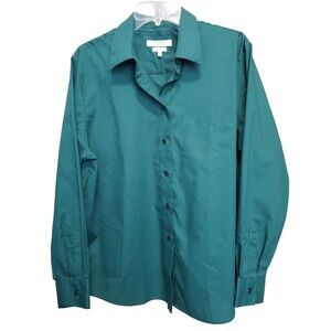 Foxcroft for Appleseed's Wrinkle Free Green Button-Up Shirt Size 16